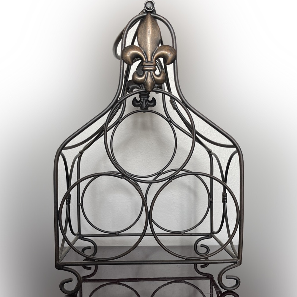 Metal Fleur de Lis Wine Rack